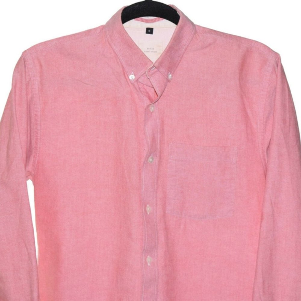 Apolis Small Pink Button Front Shirt Long Sleeve
